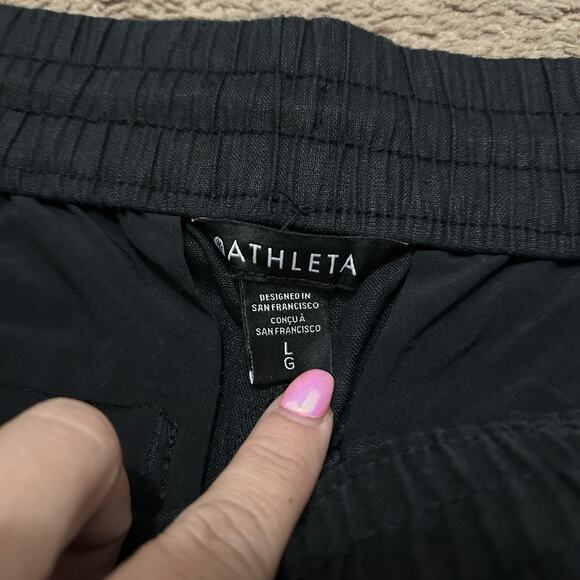 Athleta Linen Joggers Cuffed Size Large 28” Inseam Black - Picture 4 of 6